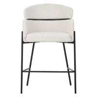 Scaun bar Tolerse tesatura bej picioare metal negru 55x60x97 cm - 4