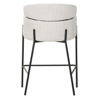 Scaun bar Tolerse tesatura bej picioare metal negru 55x60x97 cm - 5