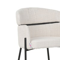 Scaun bar Tolerse tesatura bej picioare metal negru 55x60x97 cm - 6