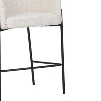 Scaun bar Tolerse tesatura bej picioare metal negru 55x60x97 cm - 7