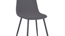 Scaun Bella catifea gri inchis picioare metal negru 43x52x88 cm