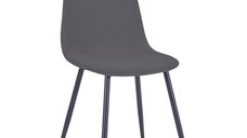 Scaun Bella catifea gri inchis picioare metal negru 43x52x88 cm