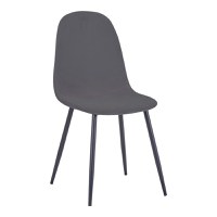 Scaun Bella catifea gri inchis picioare metal negru 43x52x88 cm - 1
