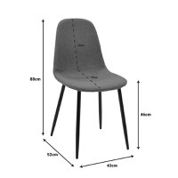 Scaun Bella tesatura gri deschis picioare din metal natural 43x52x88 cm - 5