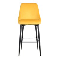 Scaun de bar Zedna, Pako World, Catifea Galben, Picioare negre, 52x57x111 cm - 4