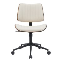 Scaun de birou Amani bej piele ecologica PU nuc placaj 52x54x90.5 cm - 4