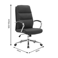 Scaun de birou directorial, Normie, Negru, 58x65x111 cm - 6