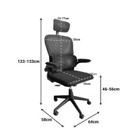 Scaun de birou, Recko, Gri, 64x58x133 cm - 5