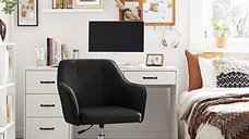 Scaun de birou, Songmics, Negru, 65x69x(83-93) cm