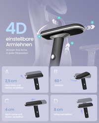 Scaun de birou Songmics Negru 70x70x136 cm - 5