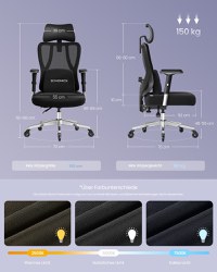 Scaun de birou Songmics Negru 70x70x136 cm - 7