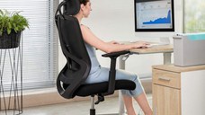 Scaun de birou, Songmics, Negru-Gri, 68x65x(118.5-128) cm