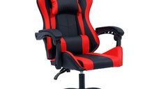 Scaun de gaming William piele ecologica negru - rosu