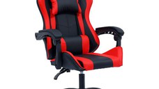 Scaun de gaming William piele ecologica negru - rosu