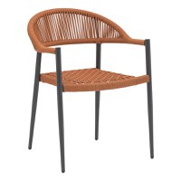 Scaun de gradina Freiburg aluminiu negru, sfoara mocha - 1