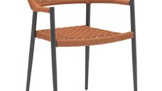 Scaun de gradina Freiburg aluminiu negru, sfoara mocha