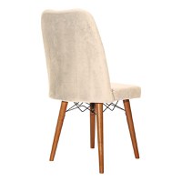 Scaun din catifea Vespera ecru - picior de culoarea nuc - 2
