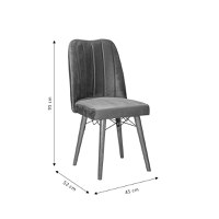 Scaun din catifea Vespera ecru - picior de culoarea nuc - 7