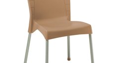 Scaun exterior Crafted plastic culoare cappuccino, picior de aluminiu