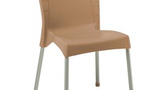 Scaun exterior Crafted plastic culoare cappuccino, picior de aluminiu