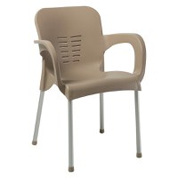 Scaun exterior Feast plastic culoare cappuccino, picior de aluminiu - 1