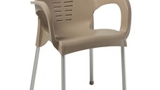 Scaun exterior Feast plastic culoare cappuccino, picior de aluminiu