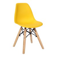 Scaun Julita pentru copii galben din plastic PP si lemn de fag natural 31x35x57.5 cm - 1