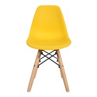 Scaun Julita pentru copii galben din plastic PP si lemn de fag natural 31x35x57.5 cm - 3