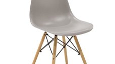 Scaun Julita plastic gri - picior culoare lemn natural 46x50x82cm