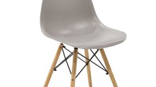 Scaun Julita plastic gri - picior culoare lemn natural 46x50x82cm