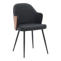 Scaun Marci piele ecologica PU negru picioare metal negru 58x58x91 cm - 1
