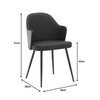 Scaun Marci piele ecologica PU negru picioare metal negru 58x58x91 cm - 6