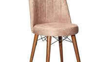 Scaun Nevis din material textil antica bej cu picior nuc