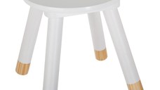 Scaun pentru copii Kevou, Pako World, Lemn de pin, Alb-Natural, 24x24x25 cm