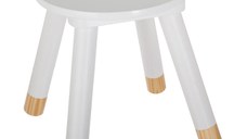 Scaun pentru copii Kevou, Pako World, Lemn de pin, Alb-Natural, 24x24x25 cm