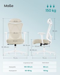 Scaun: Scaun birou, Verona, Crem, 70x70x125 cm - 2