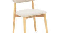 Scaun Ubene din lemn de cauciuc si material textil nuante naturale si bej 46x58x79 cm