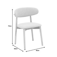 Scaun Ubene din lemn de cauciuc si material textil nuante naturale si bej 46x58x79 cm - 8