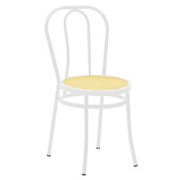 Scaun Vienna plastic ratan bej - metal alb - 1