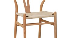 Scaun Wishbone din lemn de cauciuc si franghie in nuanta naturala 50x51x80 cm