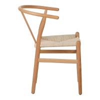 Scaun Wishbone din lemn de cauciuc si franghie in nuanta naturala 50x51x80 cm - 3