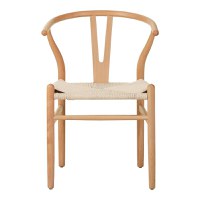 Scaun Wishbone din lemn de cauciuc si franghie in nuanta naturala 50x51x80 cm - 4