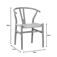 Scaun Wishbone din lemn de cauciuc si franghie in nuanta naturala 50x51x80 cm - 8
