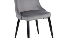 Scaun Zedna, Pako World, Catifea Gri, Picioare negre, 51x58x84 cm