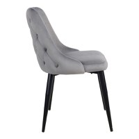 Scaun Zedna, Pako World, Catifea Gri, Picioare negre, 51x58x84 cm - 3