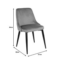 Scaun Zedna, Pako World, Catifea Gri, Picioare negre, 51x58x84 cm - 7