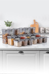 Set 18 cutii de depozitare alimente BNMPGGY18, Antracit - 1