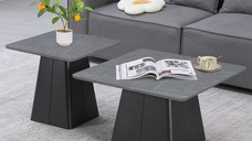 Set 2 buc. masute de cafea, Square, Negru, 80x80x50 cm