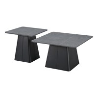 Set 2 buc. masute de cafea, Square, Negru, 80x80x50 cm - 2