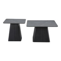 Set 2 buc. masute de cafea, Square, Negru, 80x80x50 cm - 3